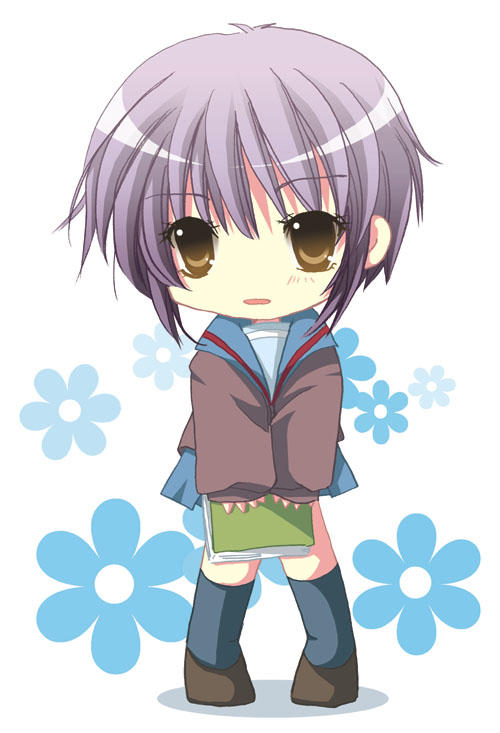 1girl, blue_flower, blue_sailor_collar, blue_skirt, blush, book, brown_cardigan, brown_footwear