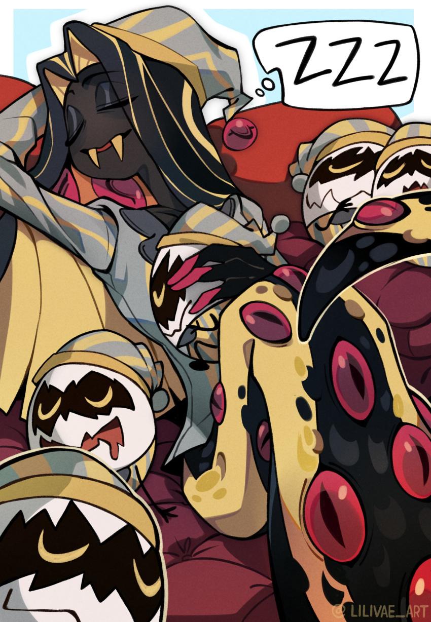 1boy, absurdres, alternate_costume, arm_behind_head, artist_name, black_eyeshadow, black_hair, black_scales
