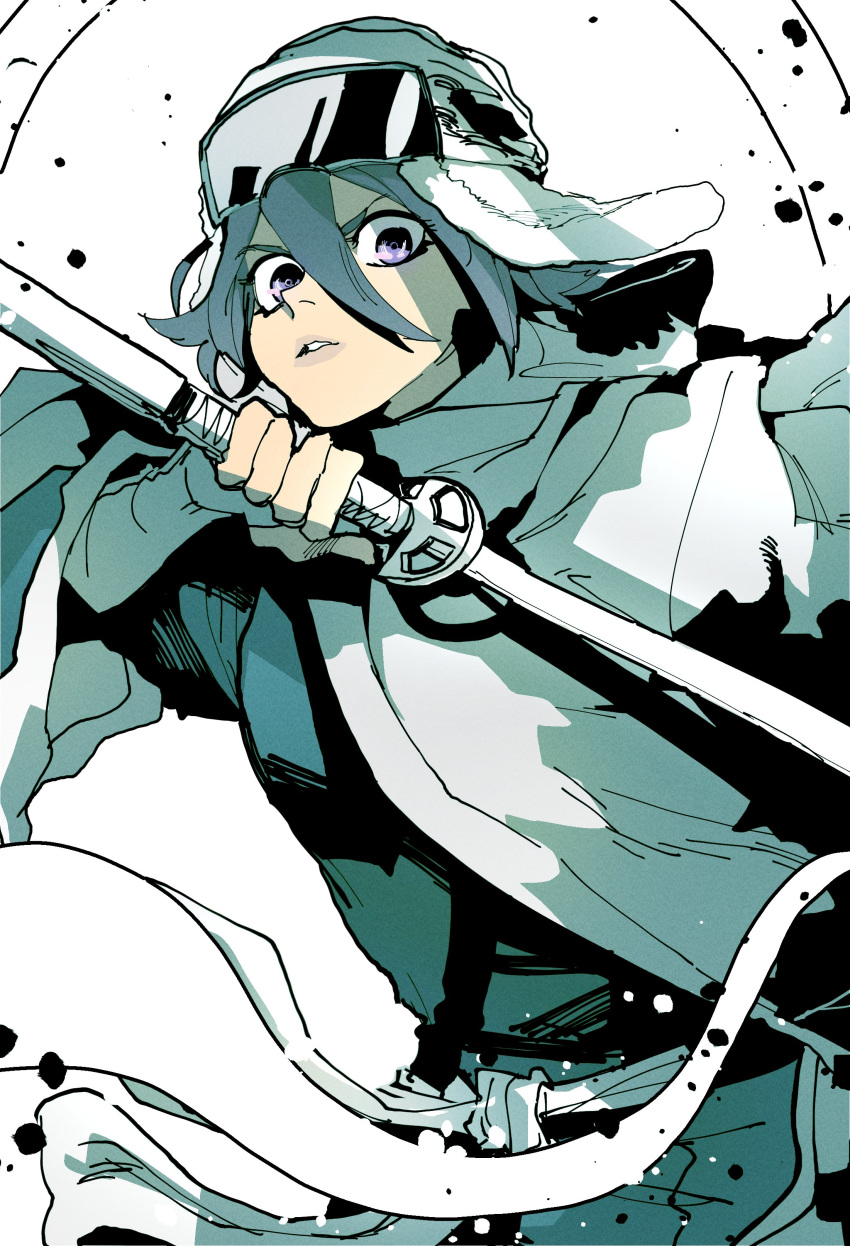 1girl, absurdres, black_kimono, bleach, bleach:_sennen_kessen-hen, bridal_gauntlets, capelet, cowboy_shot