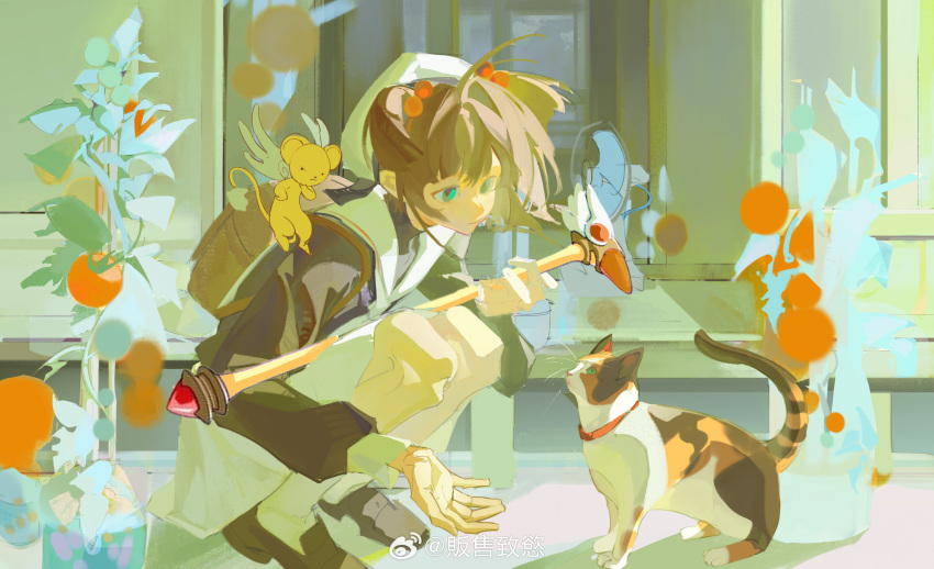 1girl, absurdres, animal_collar, ankle_socks, backpack, bag, beckoning, black_footwear