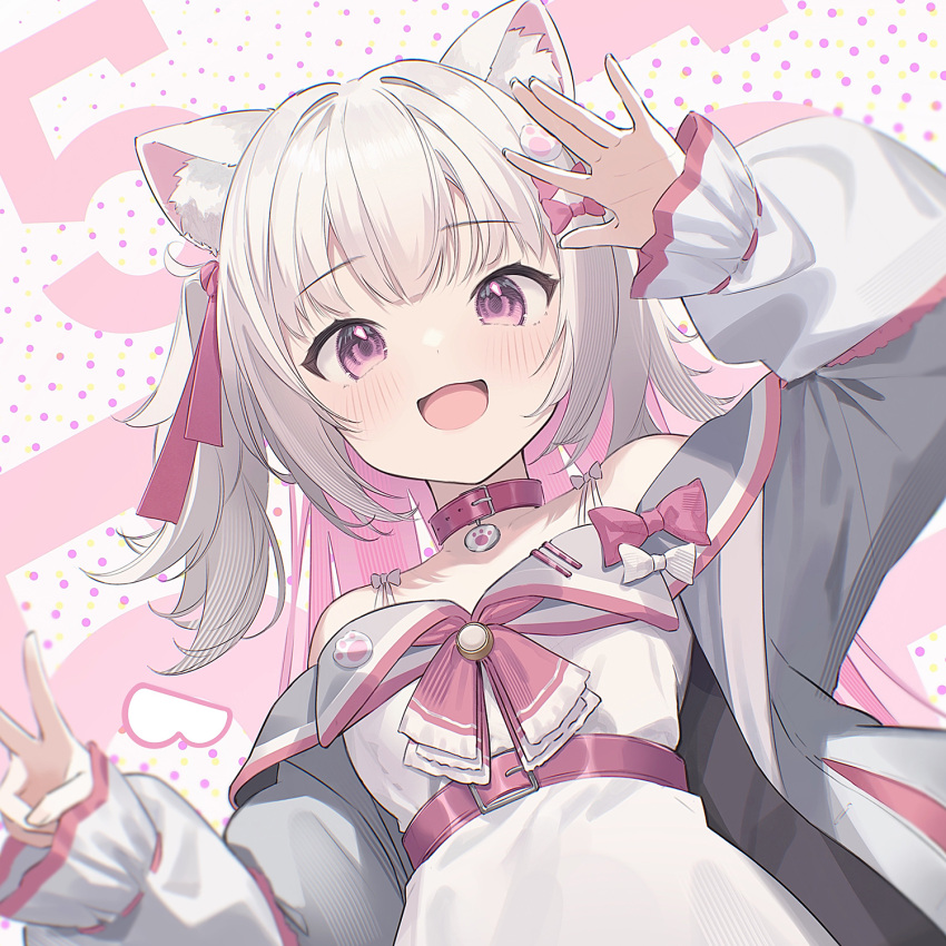 :d, animal_collar, animal_ear_fluff, animal_ears, artist_request, belt, bow, choker