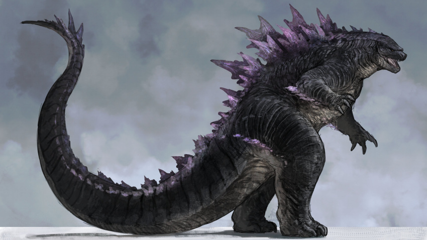 202vincent, absurdres, animal, elbow_spikes, evolved_godzilla, giant, giant_monster, godzilla, godzilla_(monsterverse), godzilla_(series), godzilla_x_kong_:_the_new_empire, highres, kaijuu, long_tail, monster, reptile, reptilian, solo, spikes, tail