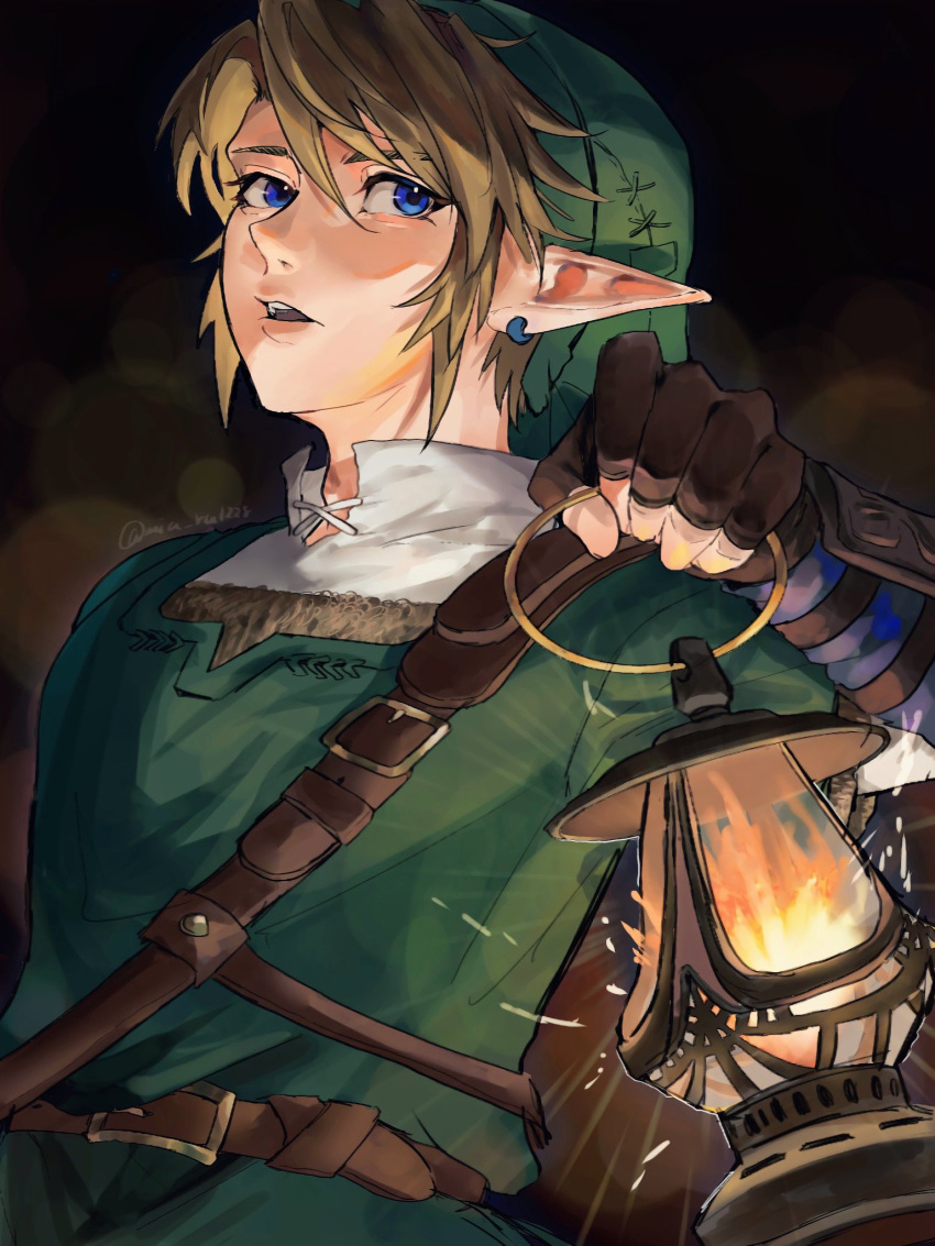 1boy, belt, belt_buckle, black_gloves, blonde_hair, blue_eyes, brown_belt, buckle