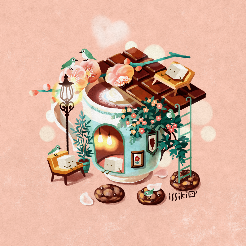 ._., artist_name, bird, chair, chocolate, chocolate_chip_cookie, commentary_request, cookie
