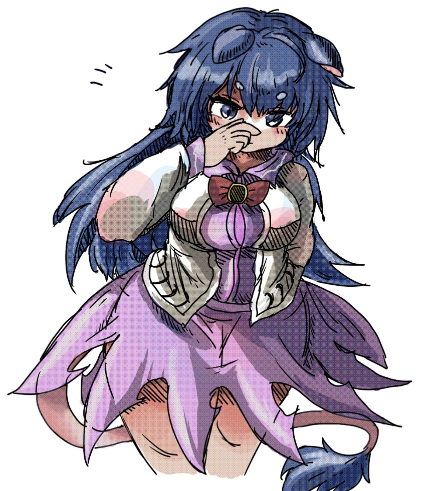 animal_ears, blue_eyes, blue_hair, bowtie, breasts, doremy_sweet, eye20806972, long_hair
