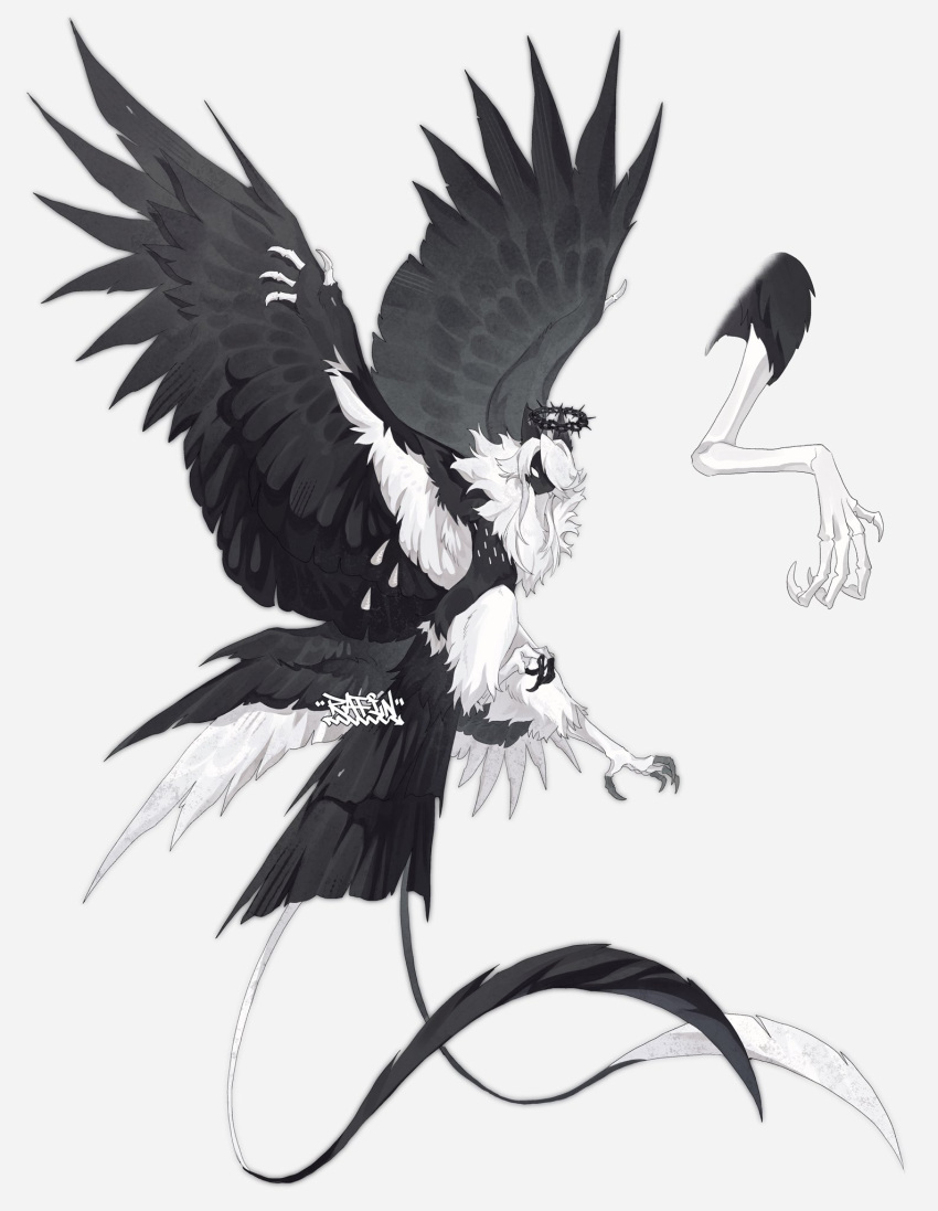 animal_focus, bairizuomeng, black_halo, blank_eyes, chain_halo, commission, english_commentary, facing_viewer