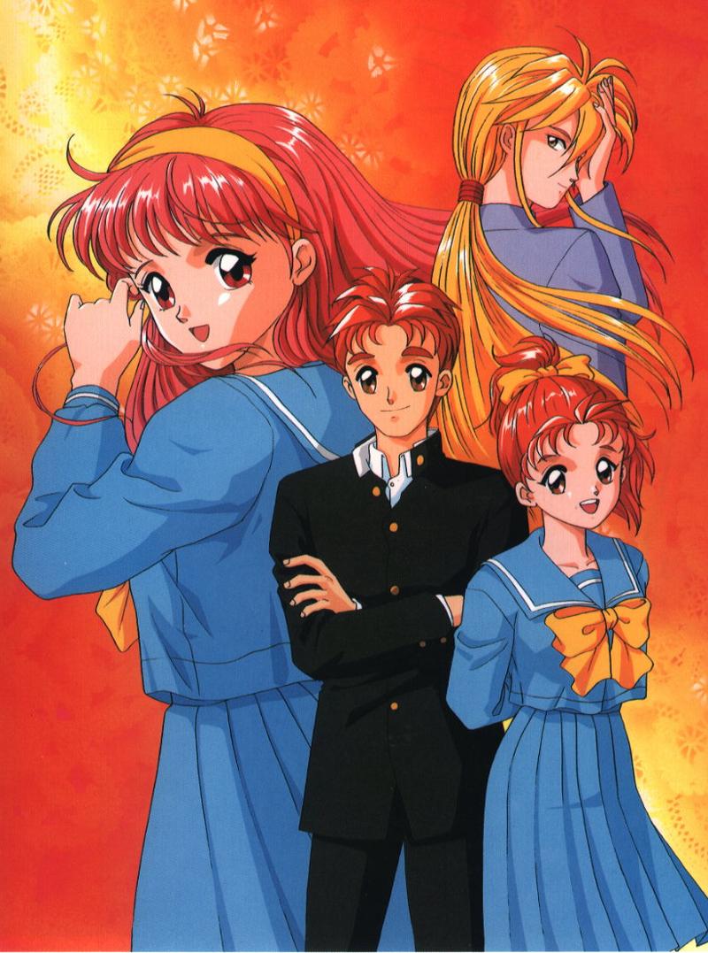 fujisaki_shiori, hairband, konami, oldschool, redhead, saotome_yoshio, saotome_yumi, school_uniform