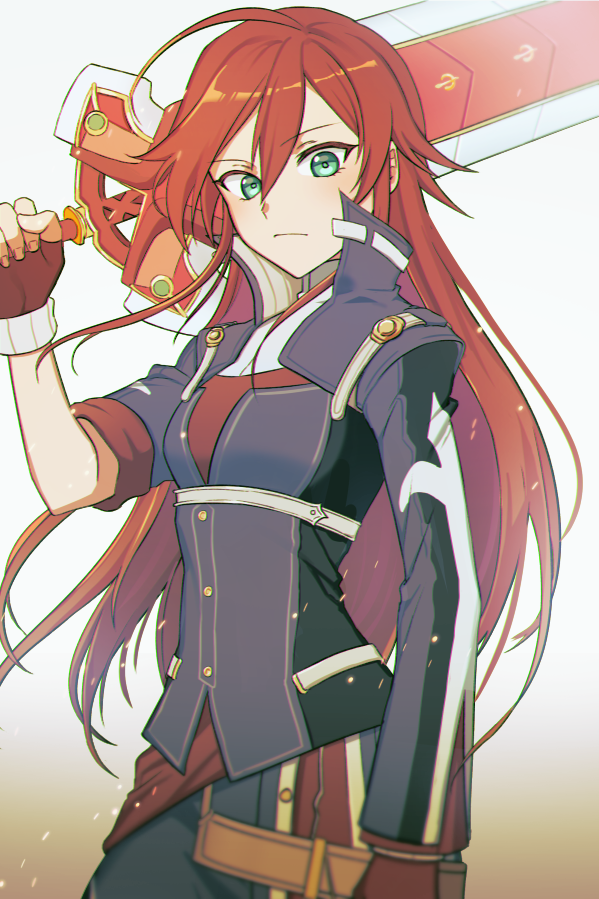 1girl, celis_ortesia, closed_mouth, commentary_request, eiyuu_densetsu, eyelashes, fingerless_gloves, gloves