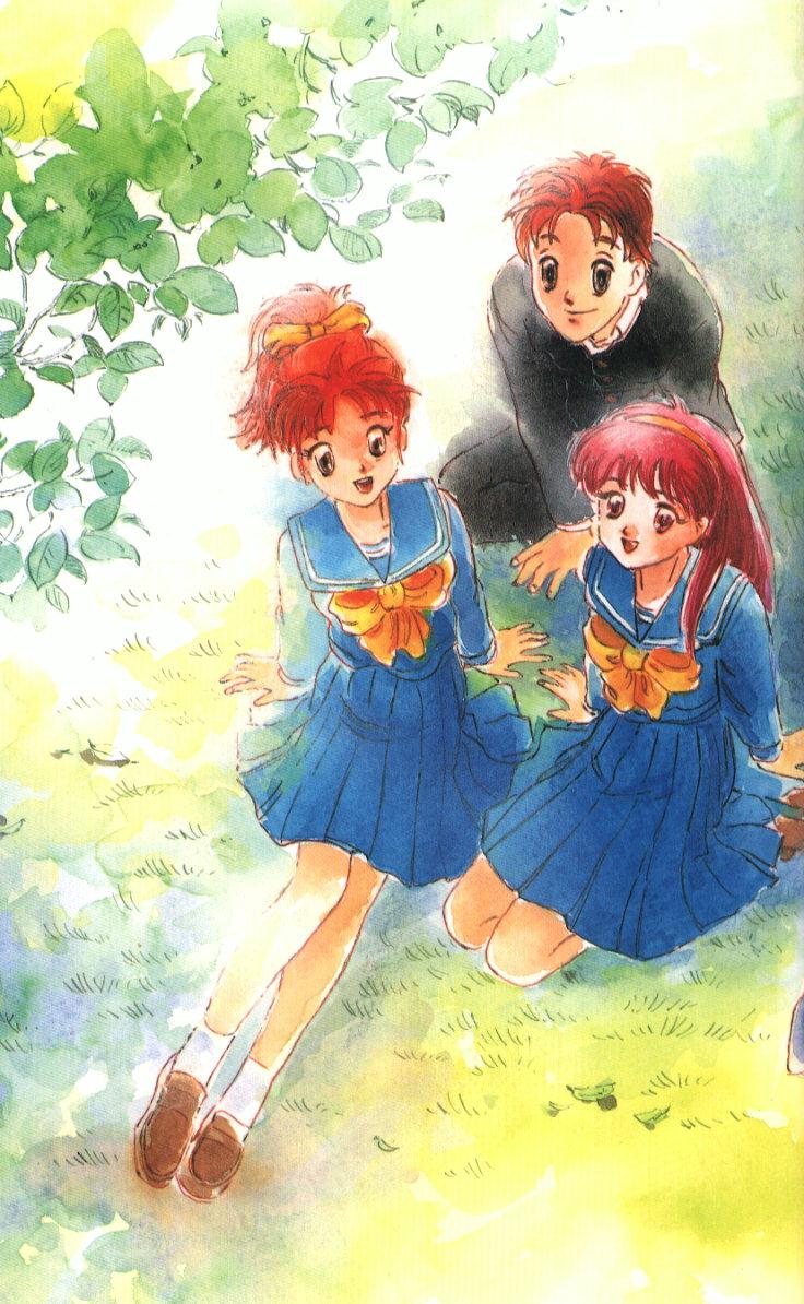 fujisaki_shiori, hairband, konami, oldschool, redhead, saotome_yoshio, saotome_yumi, school_uniform, tokimeki_memorial