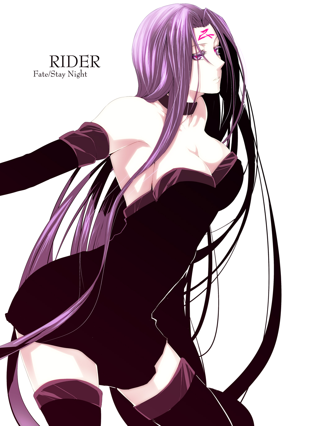bad_id, bare_shoulders, black_legwear, black_thighhighs, breasts, choker, cleavage, dress