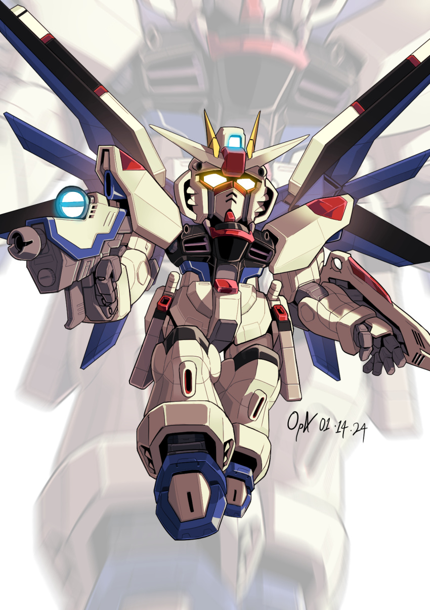 beam_rifle, chibi, chineseninja, dated, energy_gun, english_commentary, freedom_gundam, full_body