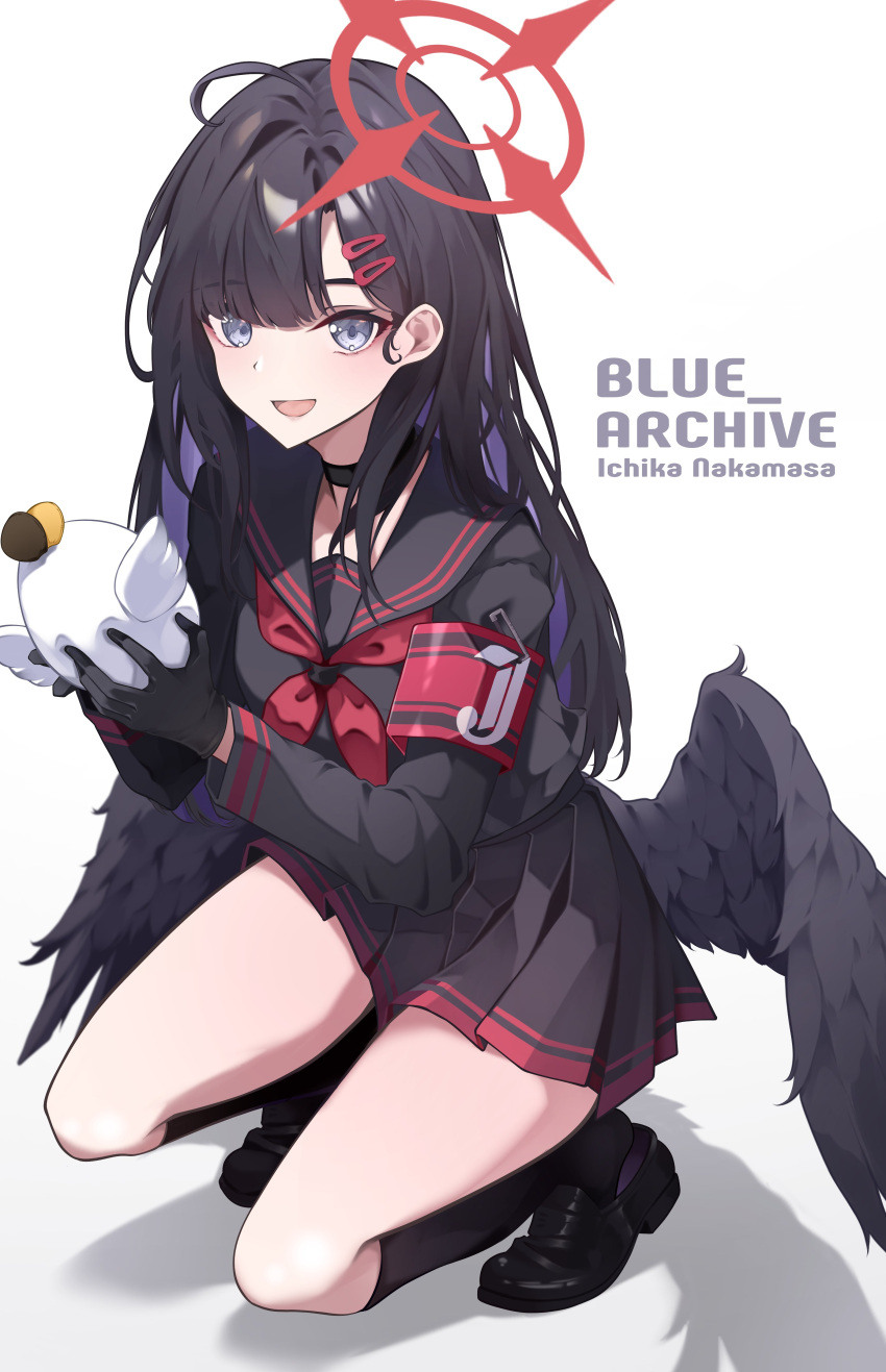 1girl, absurdres, ahoge, armband, black_choker, black_footwear, black_gloves, black_hair