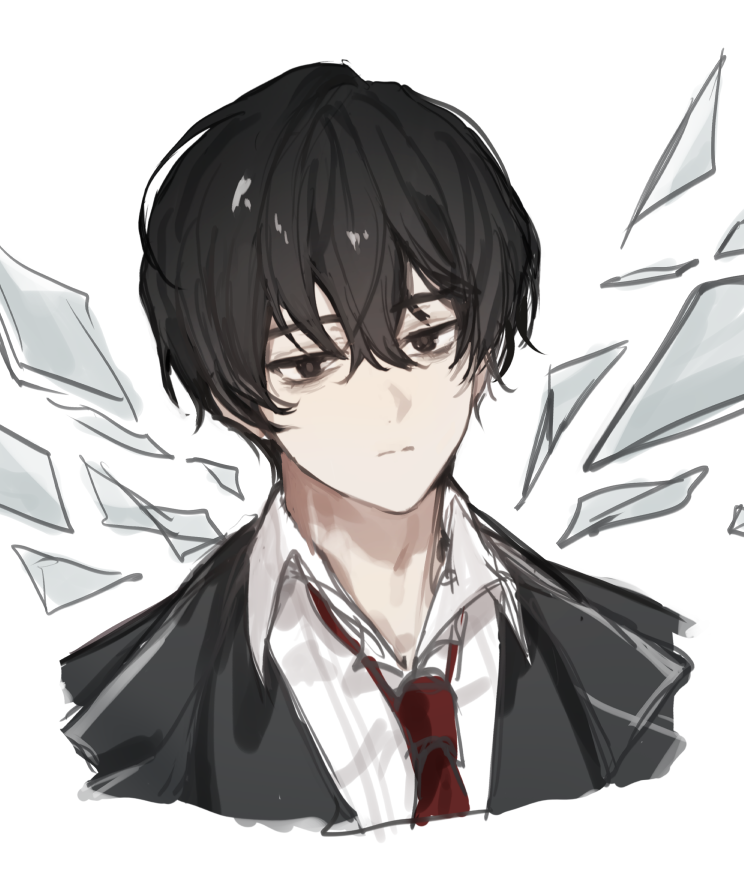 1boy, black_eyes, black_hair, black_jacket, closed_mouth, collared_shirt, commentary_request, cropped_shoulders