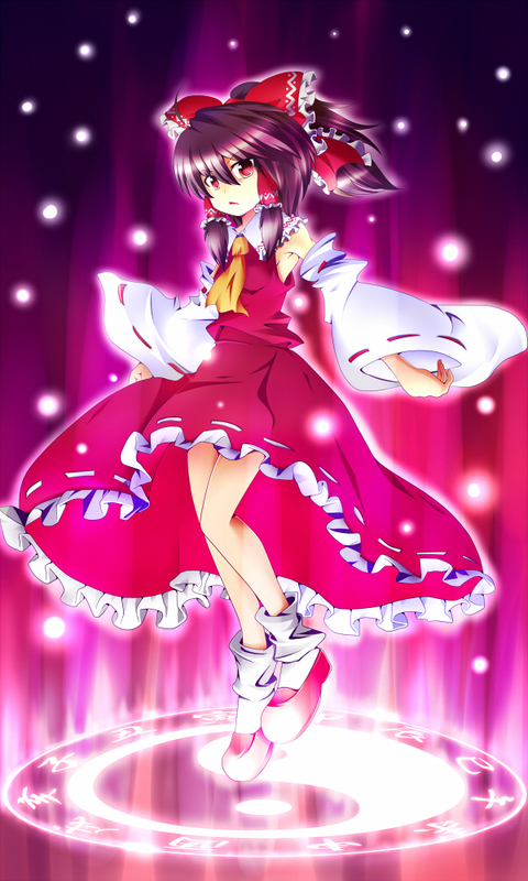 akishisu_(air_balance), colored, danmaku, detached_sleeves, floating, hakurei_reimu, leon_7, magic_circle