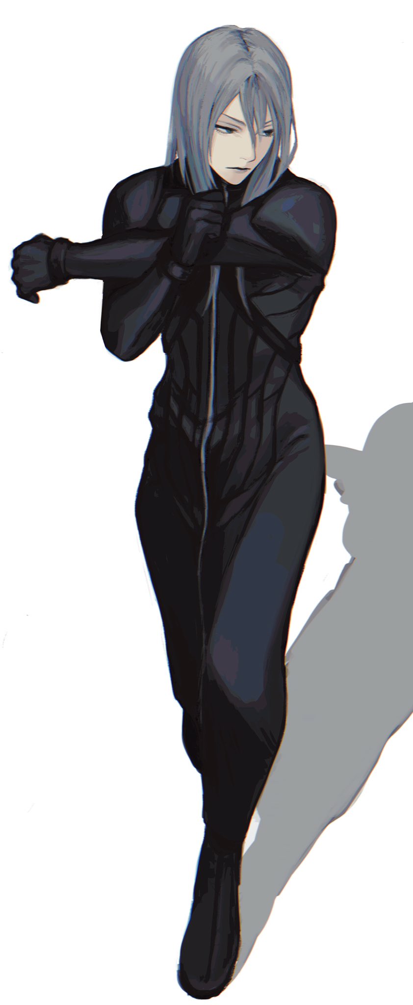 1boy, armor, bishounen, black_coat, black_footwear, black_gloves, blue_eyes, boots