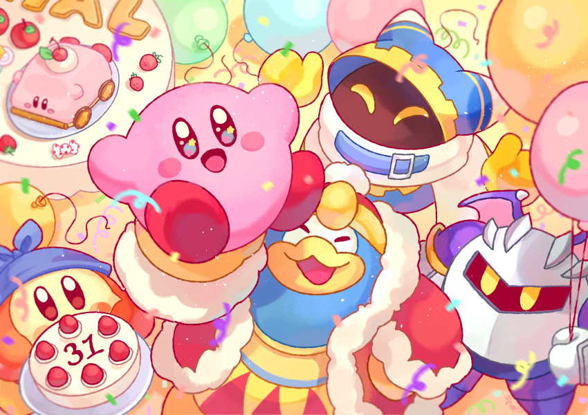 animal_ears, apple, arm_up, armor, balloon, bandana, bandana_waddle_dee, beak