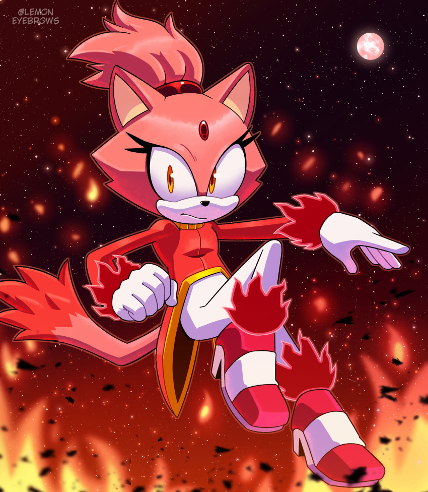 1girl, absurdres, animal_ears, blaze_the_cat, burning_blaze, cat_ears, cat_girl, cat_tail