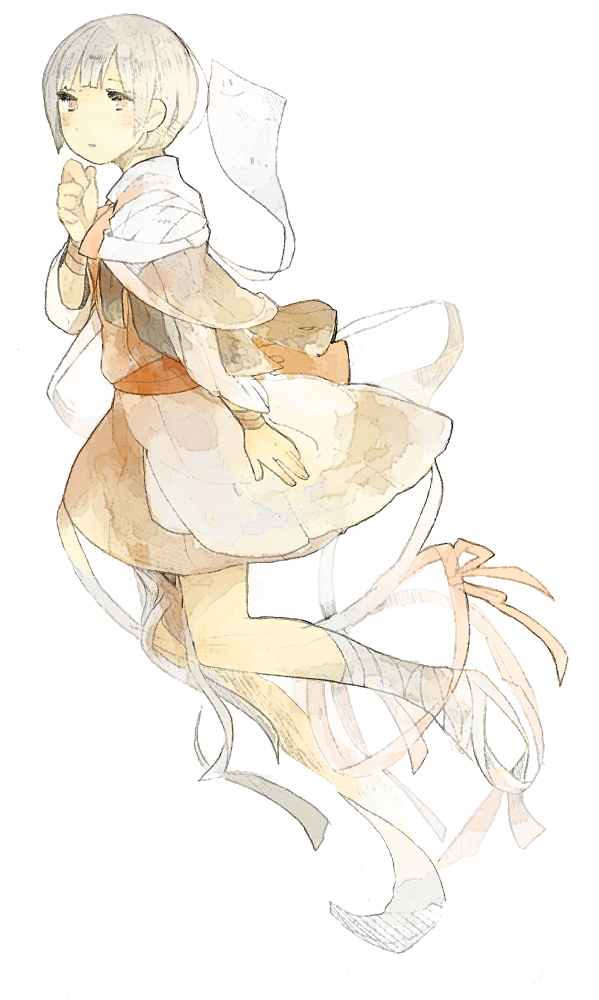 1girl, bandaged_leg, bandages, brown_shirt, brown_skirt, capelet, clenched_hand, closed_mouth