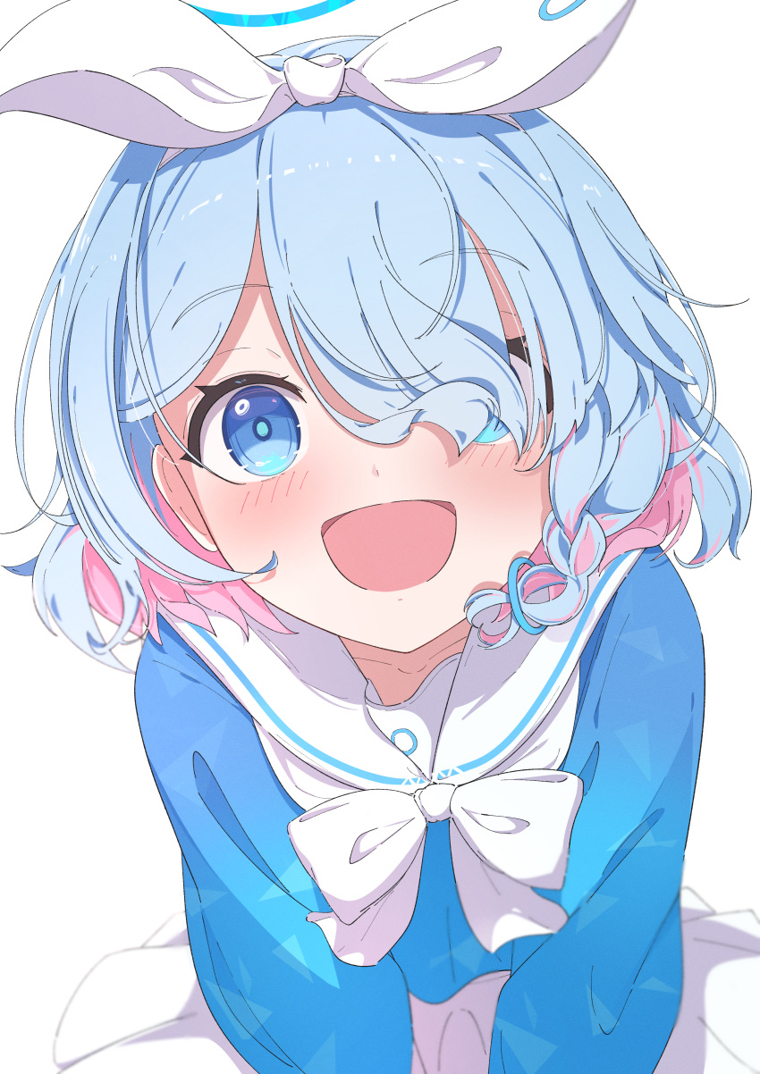 1girl, :d, absurdres, arona_(blue_archive), blue_archive, blue_eyes, blue_hair, blue_halo