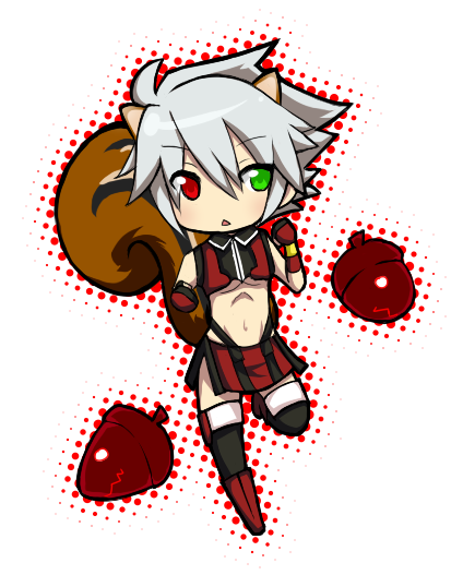 acorn, blazblue, chibi, cosplay, crossdressinging, heterochromia, himichu, makoto_nanaya