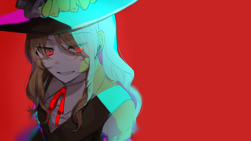 1girl, blonde_hair, brown_headwear, brown_skirt, brown_vest, collared_shirt, commentary_request, frilled_hat