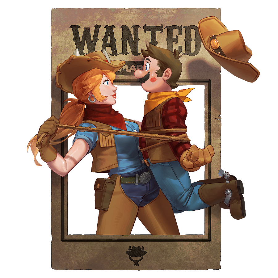 bag, belt, big_nose, blonde_hair, boots, bound, brown_hair, brown_vest