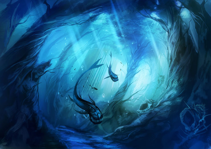 bubble, fish, no_humans, noki_(affabile), original, scenery, sunlight, under