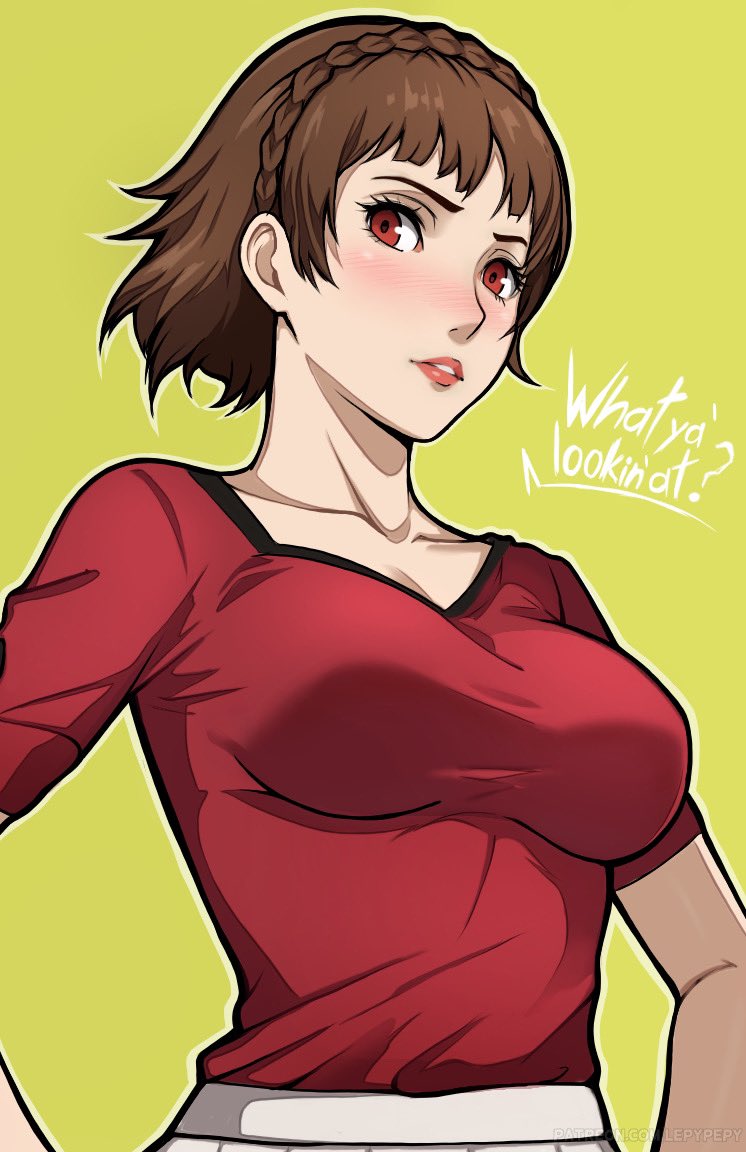 1girl, alternate_costume, blue_eyes, blush, braid, breasts, brown_hair, collarbone