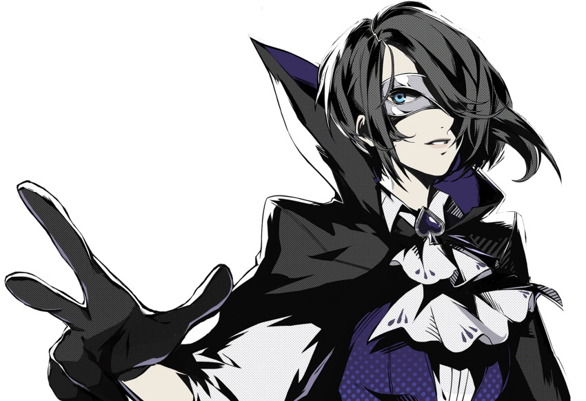 1girl, black_gloves, blue_eyes, fujikawa_yukimi, gloves, highres, official_art, pale_skin