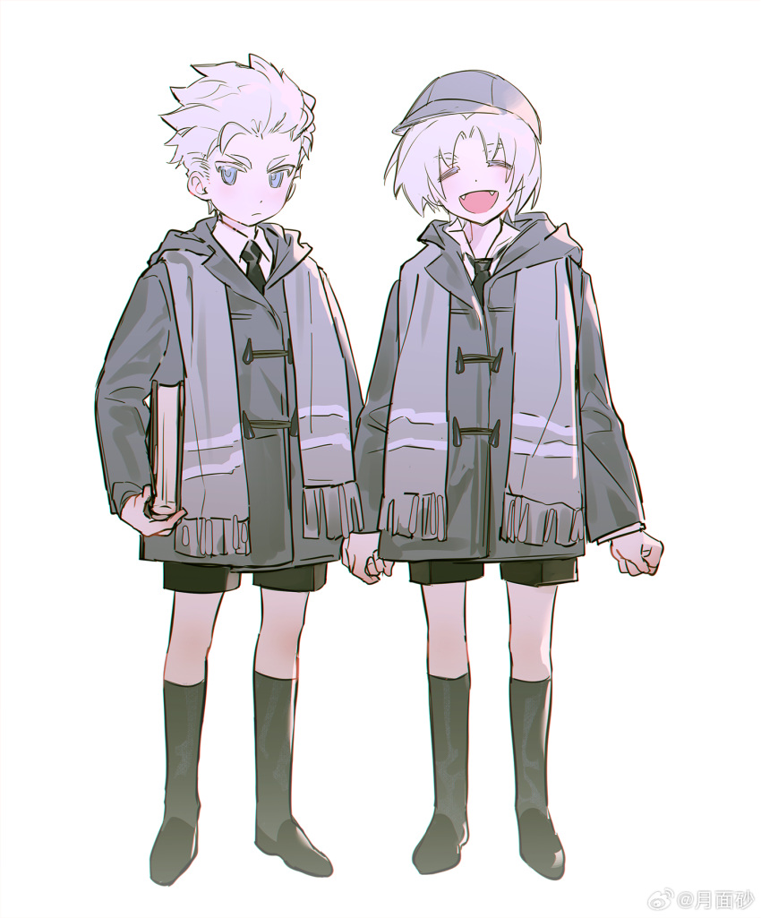 2boys, aged_down, argentum_1121, blue_eyes, blush, book, brothers, closed_mouth