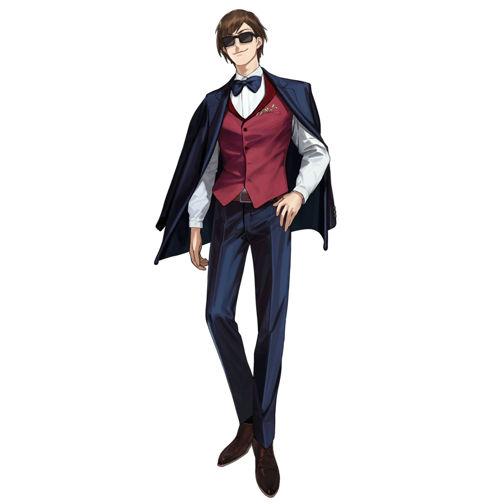 1boy, artist_request, belt, black_bow, black_bowtie, black_jacket, black_pants, blazer