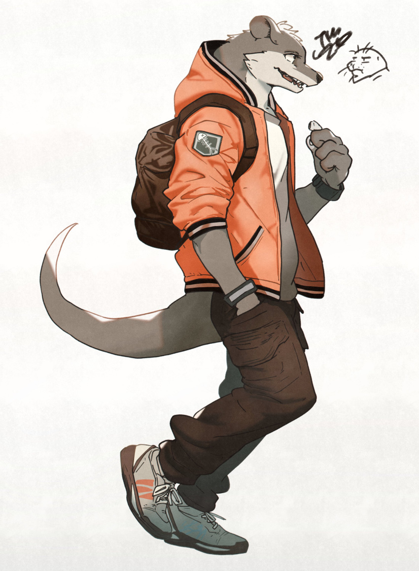 1boy, absurdres, animal_ears, artist_name, backpack, bag, black_eyes, black_wristband