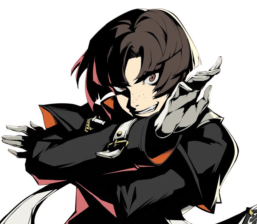 1boy, black_jacket, brown_eyes, brown_hair, freckles, gloves, jacket, kurotani_kiyoshi