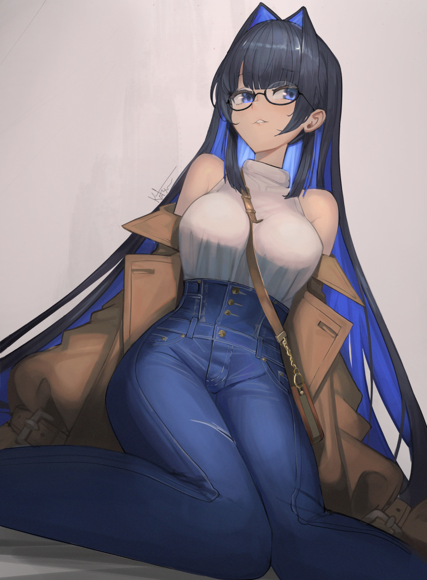 1girl, absurdres, blue_eyes, blue_hair, blunt_bangs, breasts, colored_inner_hair, commentary