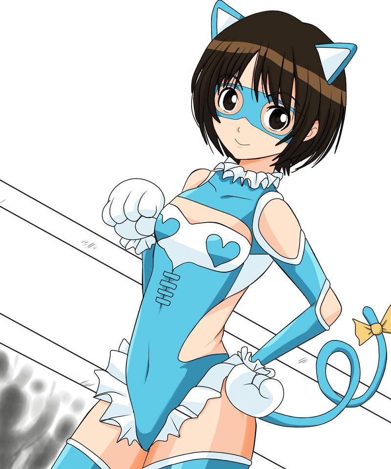 amagami, animal_ears, boxing_ring, brown_hair, coroske, cosplay, hand_on_hip, heart