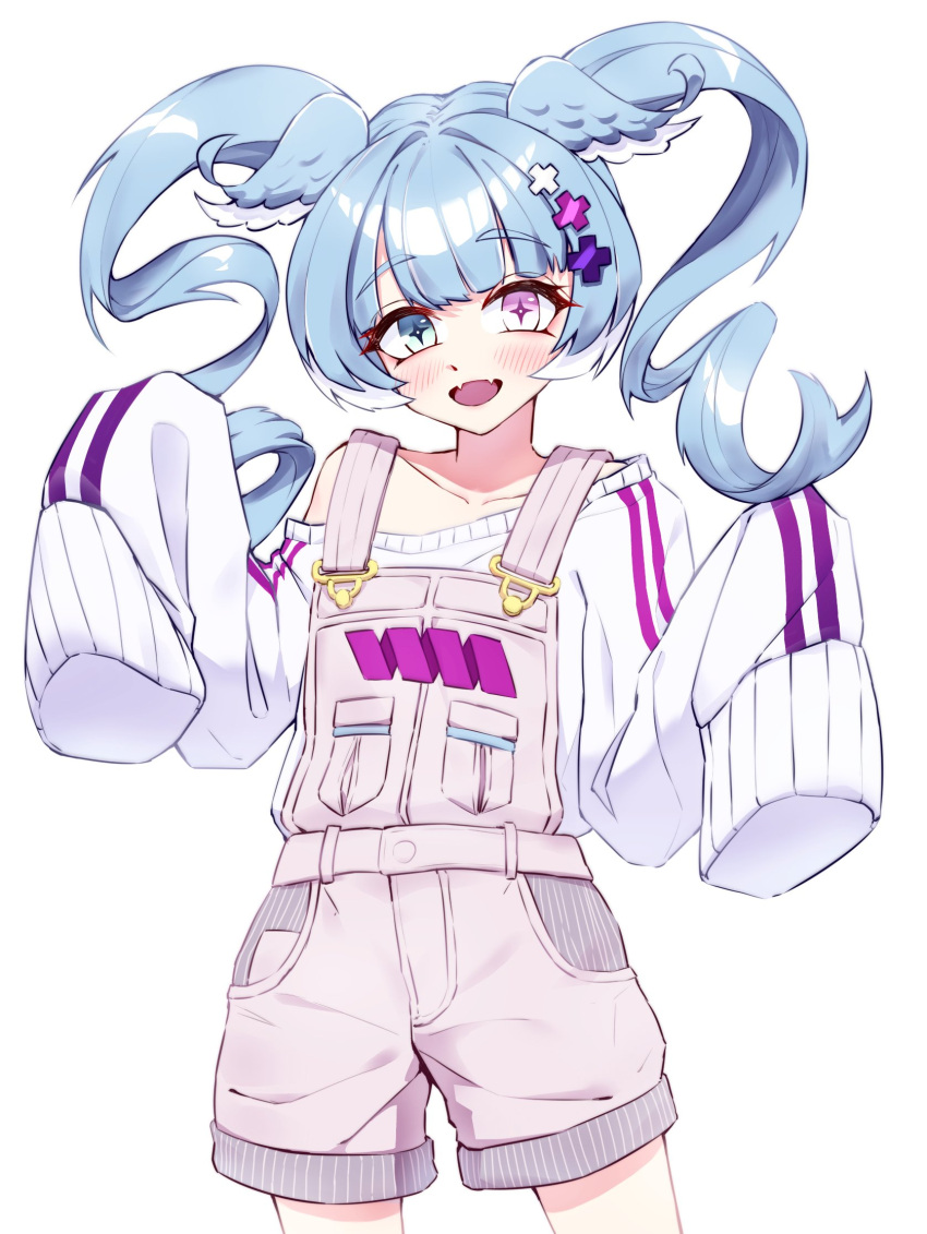 1girl, aged_down, aqua_eyes, blue_hair, blue_wings, blush, cgator, commentary