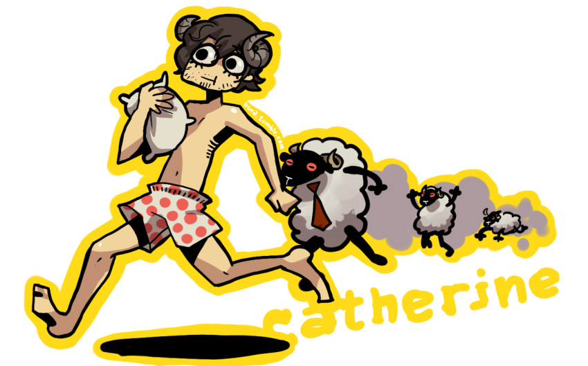 barefoot, boxers, catherine, horns, necktie, sheep, vincent_(catherine)