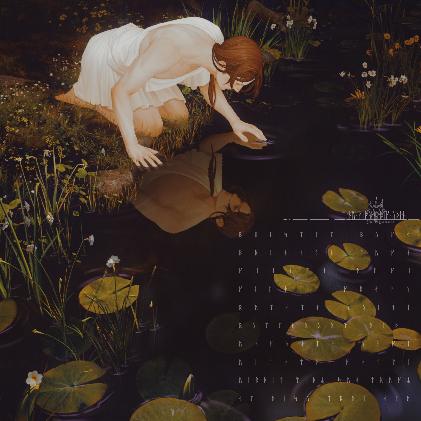 1boy, absurdres, ancient_greek_clothes, artist_name, bare_pectorals, brown_hair, closed_mouth, commentary