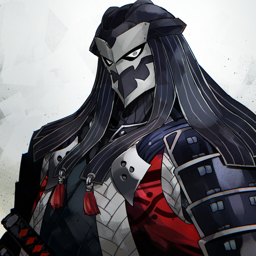 1boy, armor, black_headwear, fate/grand_order, fate_(series), grey_eyes, hattori_takeo_(fate), highres