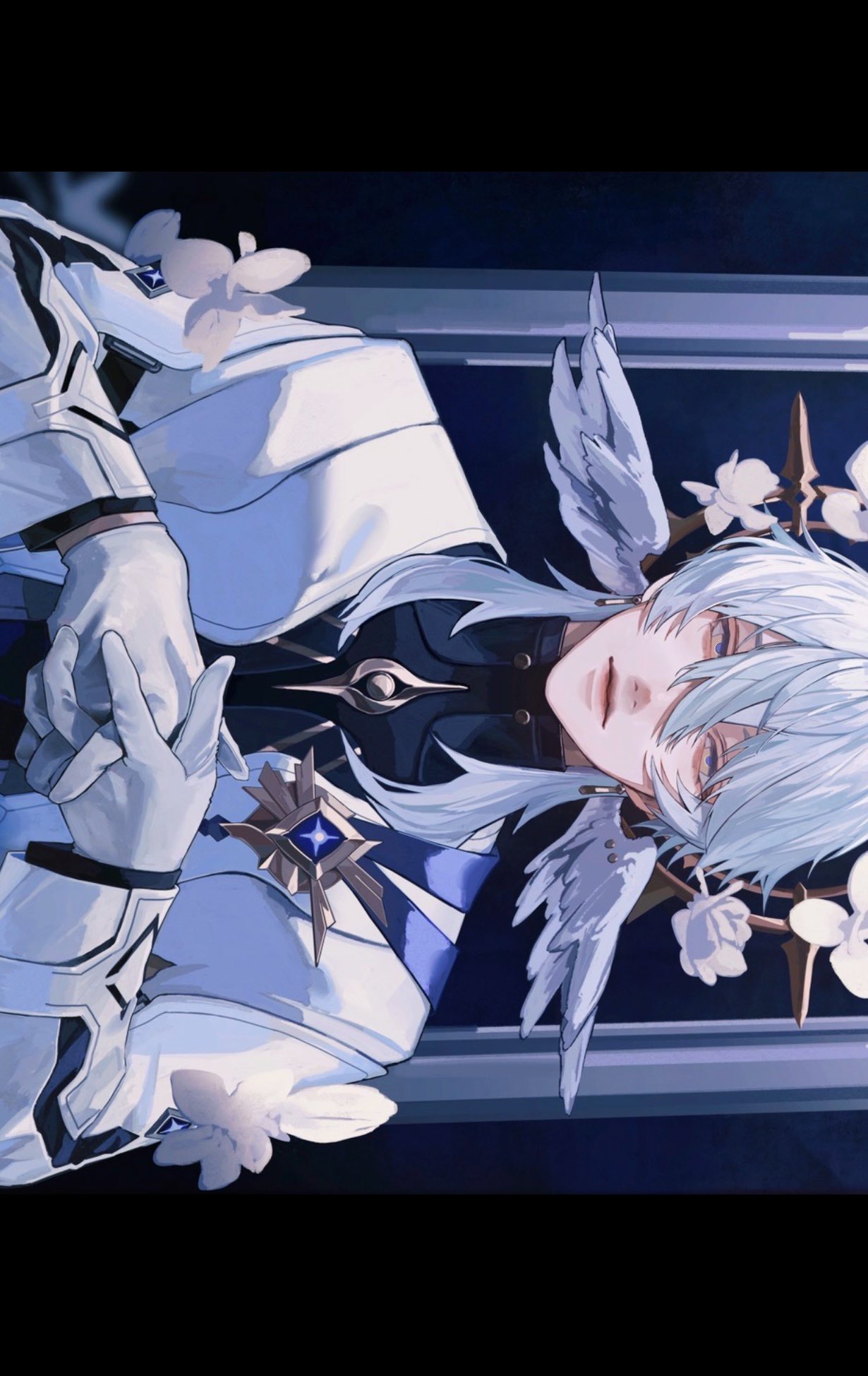 1boy, closed_mouth, earrings, gloves, haku_ris, head_wings, highres, honkai:_star_rail