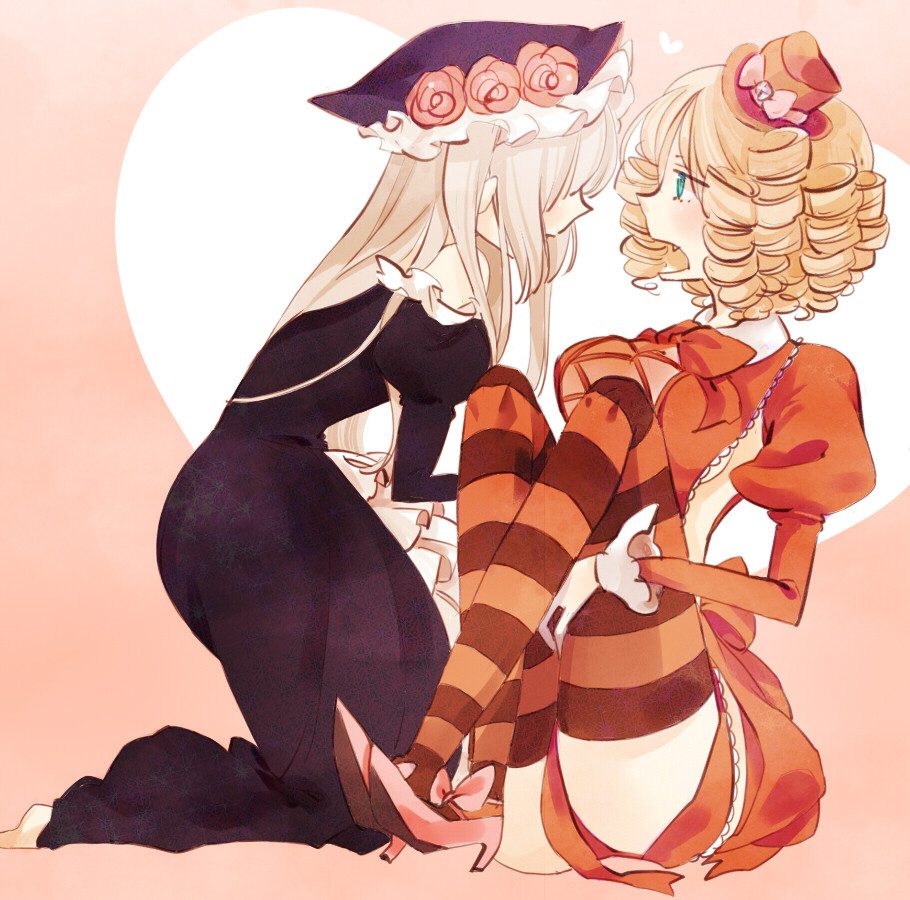 2girls, gaap, multiple_girls, thighhighs, umineko_no_naku_koro_ni, virgilia, wiiw, yuri