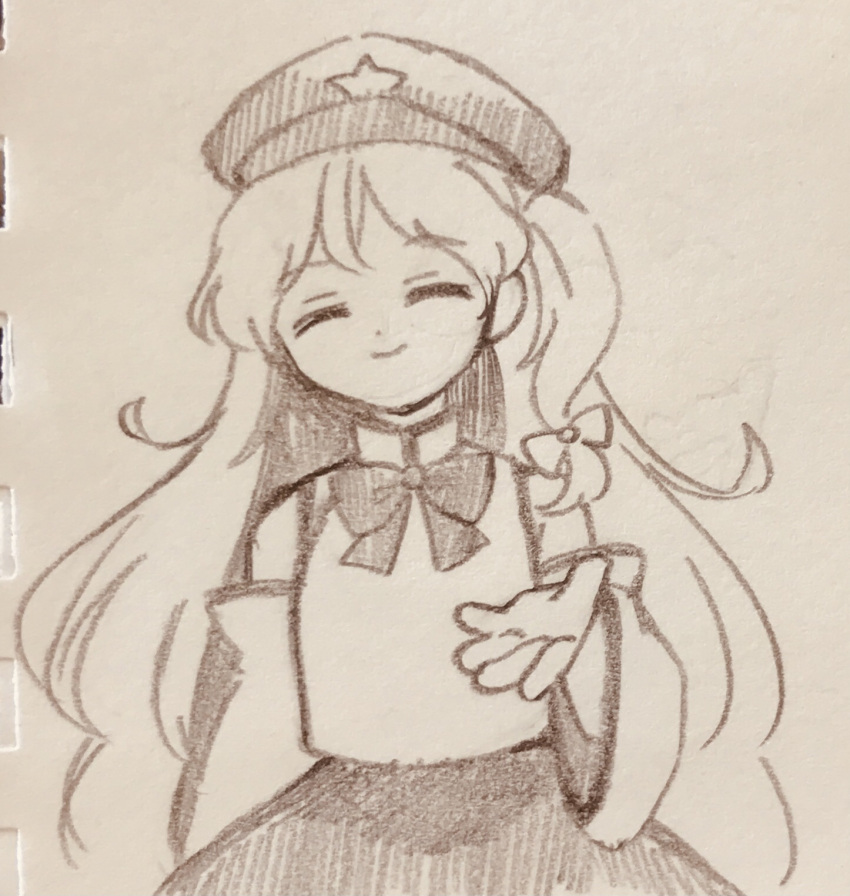 1girl, bare_shoulders, cabbie_hat, closed_eyes, commentary_request, detached_sleeves, dolls_in_pseudo_paradise, flat_cap