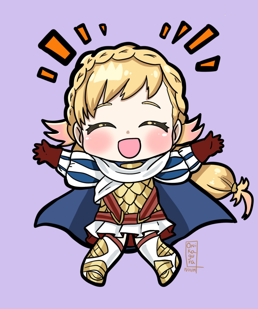 1girl, armor, blonde_hair, braid, cape, closed_eyes, crown_braid, facing_viewer