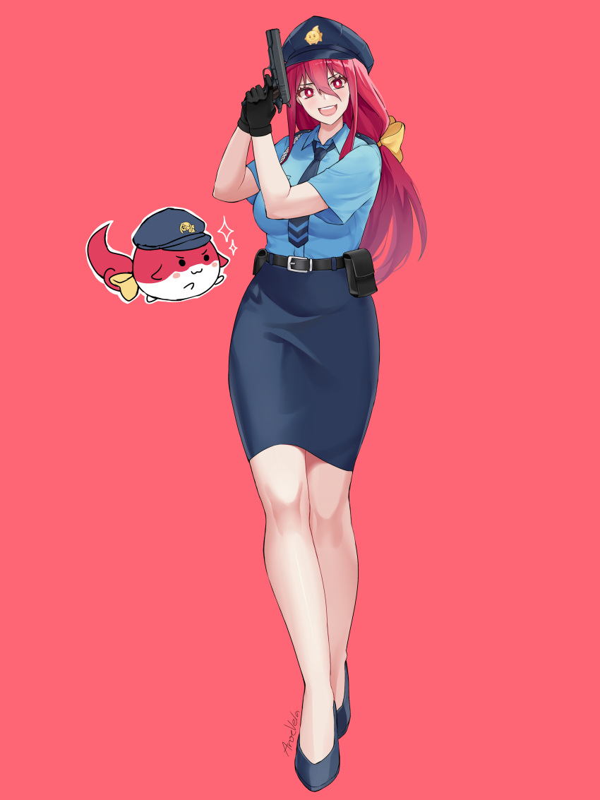 1girl, absurdres, alternate_costume, aroevela, artist_name, belt, belt_pouch, black_footwear