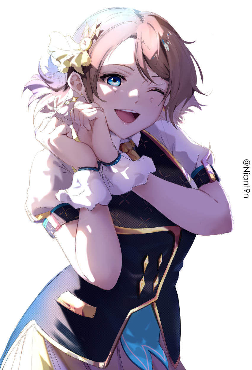 1girl, blue_eyes, earrings, hair_ornament, highres, jewelry, love_live!, love_live!_sunshine!!