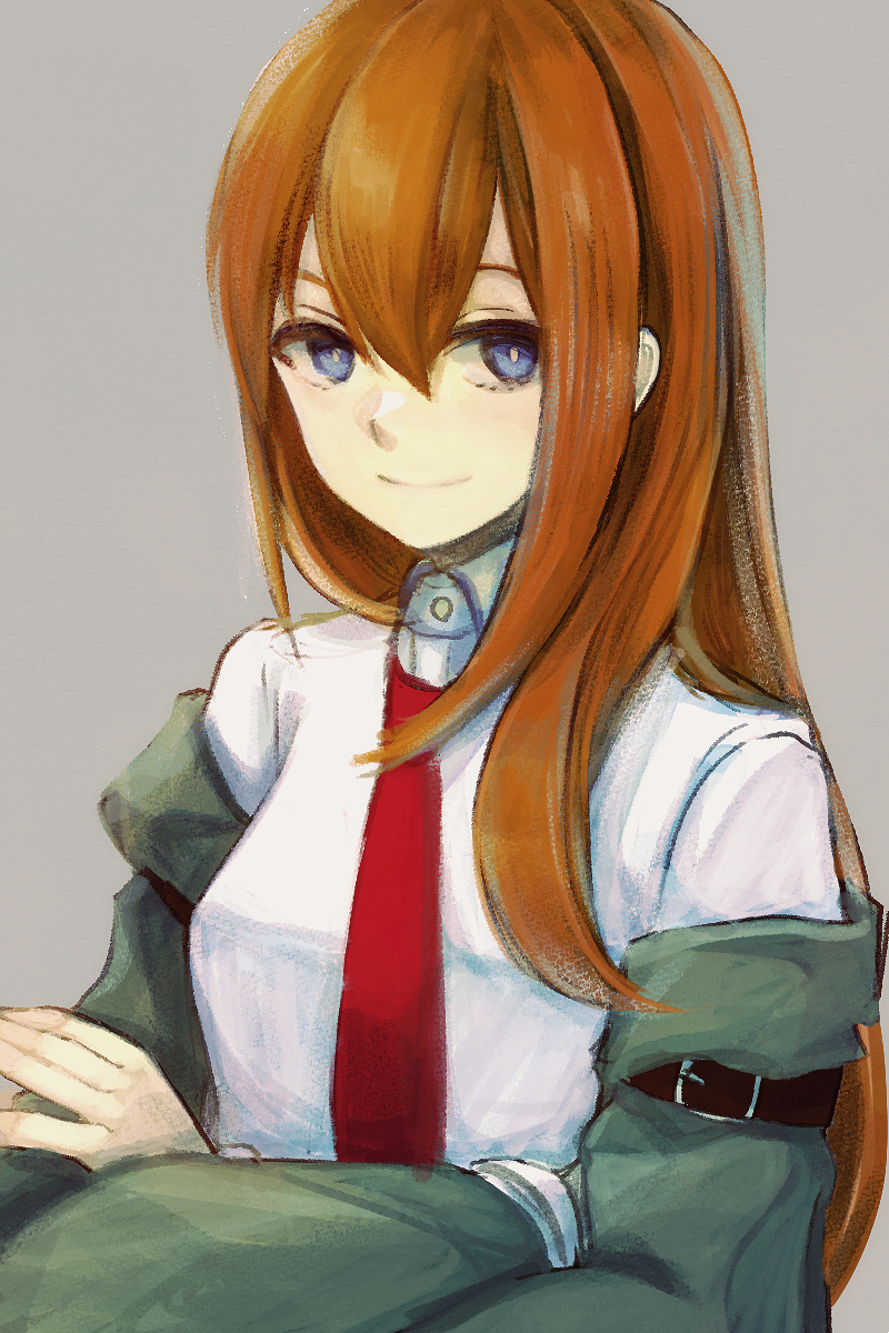 1girl, amrta, arm_belt, blue_eyes, brown_hair, closed_mouth, coat, coat_partially_removed