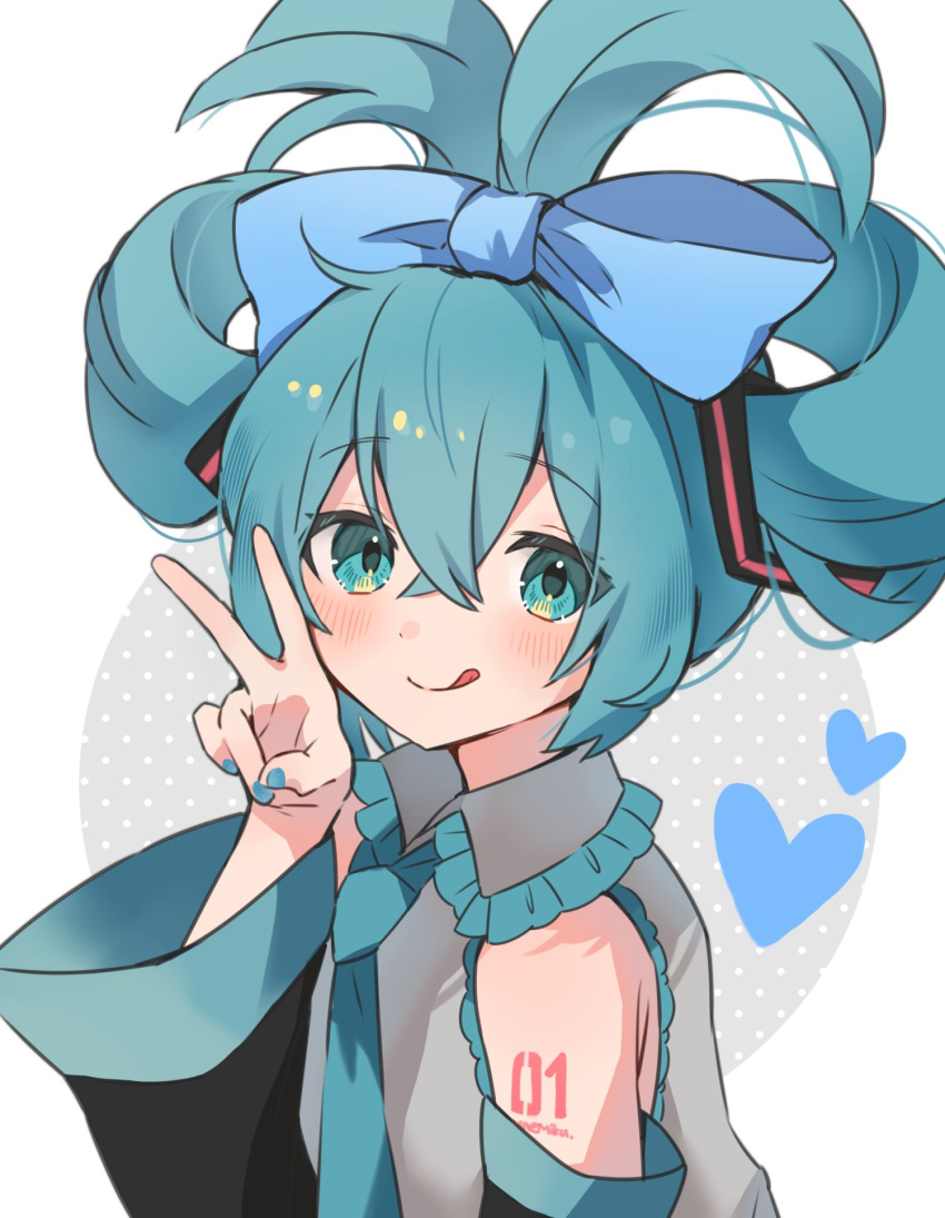 39, aqua_eyes, aqua_hair, aqua_nails, aqua_necktie, cinnamoroll, crypton_future_media, detached_sleeves