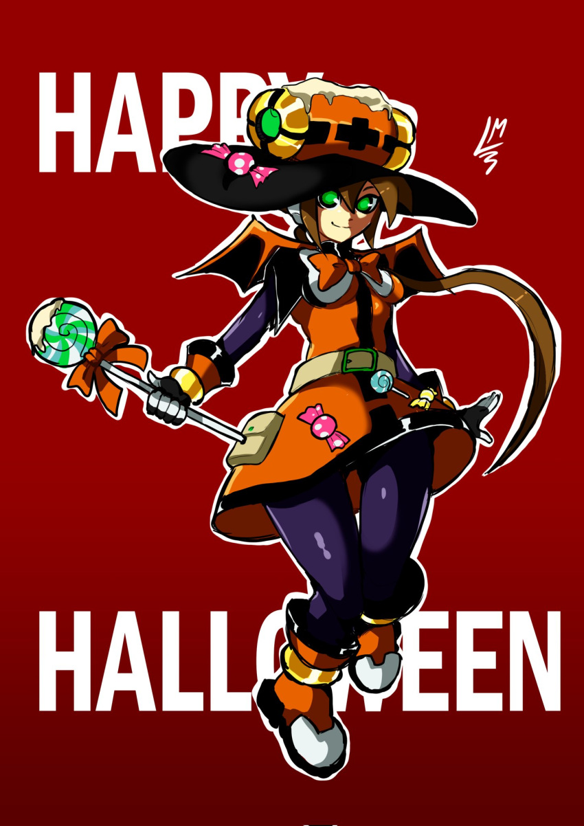 1girl, aile_(mega_man_zx), black_bodysuit, bodysuit, brown_hair, candy, dress, food