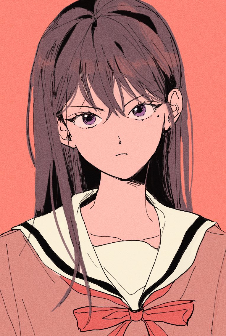 1girl, bang_dream!, bang_dream!_it's_mygo!!!!!, brown_hair, closed_mouth, commentary, film_grain, hair_between_eyes