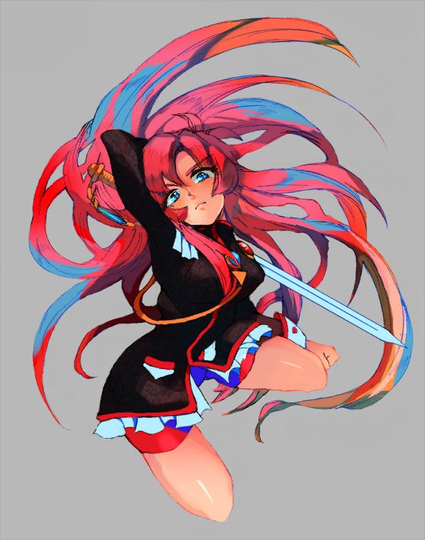 epaulettes, long_hair, pink_hair, school_uniform, shoujo_kakumei_utena, sword, tenjou_utena, tsunnosuke